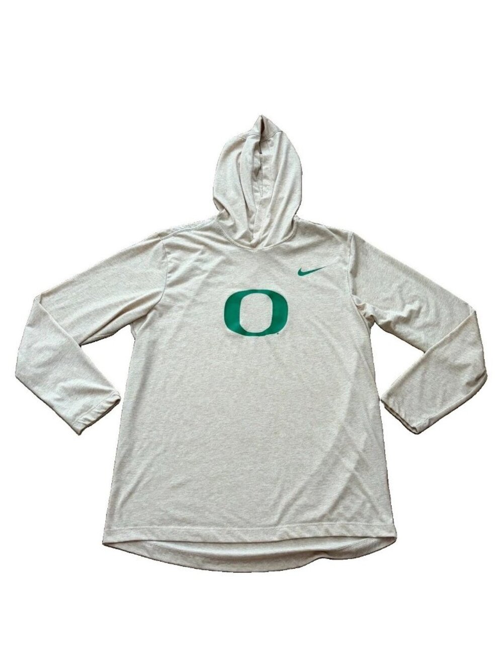 Nike Dri-Fit Tee Men’s Medium Tan Beige Oregon Ducks Long Sleeve Hoodie T Shirt